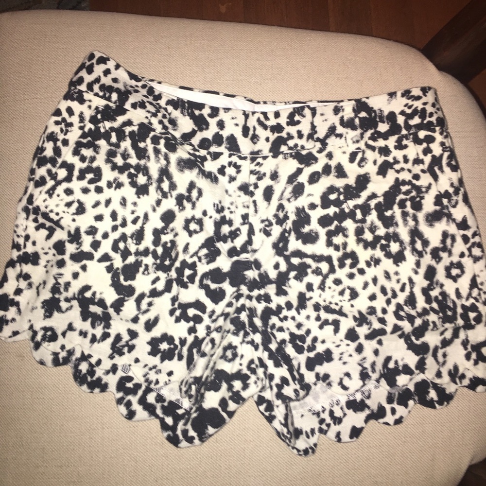 J Crew leopard print scallop hem shorts sz 0